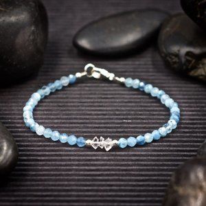 Aquamarine and Herkimer Diamond Crystal Bracelet - Handmade to Order